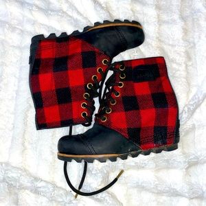 Sorel Plaid Wedge Boots